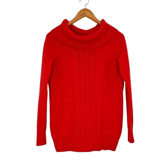 Moda International Angora Rabbit Hair Cable knit Red Cowl Neck Sweater Sz S Cozy - Picture 1 of 7